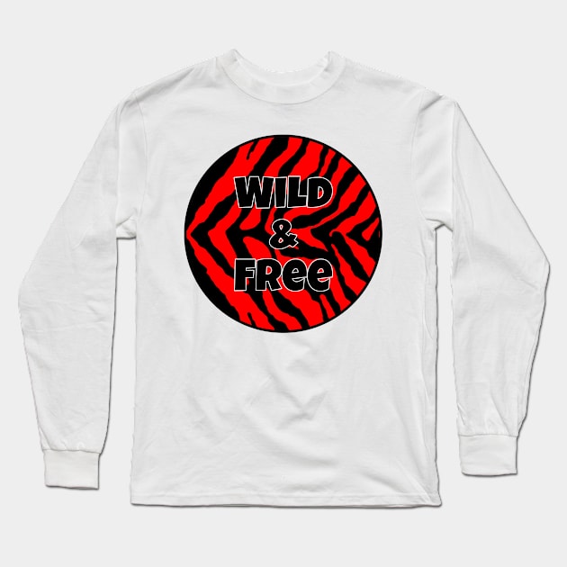 Red and Black Striped Animal Print Pattern - Zebra Print - Wild and Free Long Sleeve T-Shirt by RainbowJoy